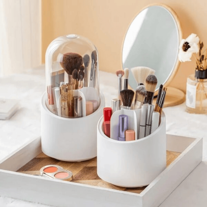 360° Rotating Makeup Brush & Jewelry Organizer - Large Capacity