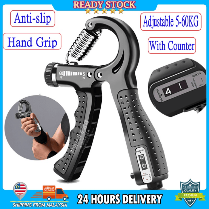 Adjustable Hand Gripper with Counter (10-60kg Strength)