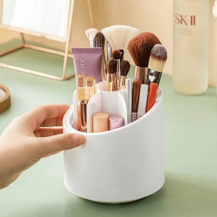 360° Rotating Makeup Brush & Jewelry Organizer - Large Capacity