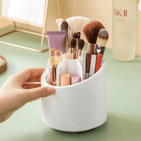 360° Rotating Makeup Brush & Jewelry Organizer - Large Capacity
