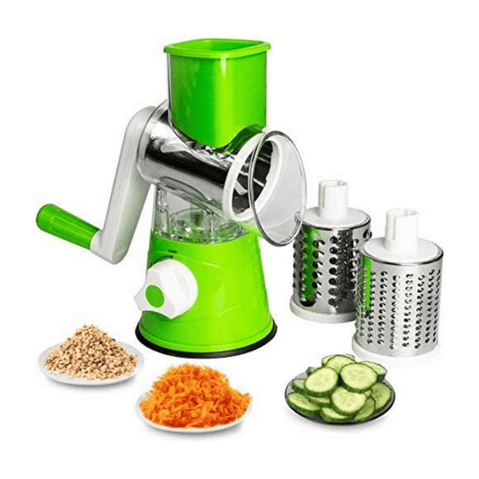 Manual Vegetable Drum Cutter | 3-in-1 Grater, Slicer & Chopper