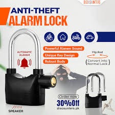 Alarm Lock 110dba Universal Security Alarm Lock System Anti-Theft for Door Motor Bicycle Padlock with 3 Keys (Black)